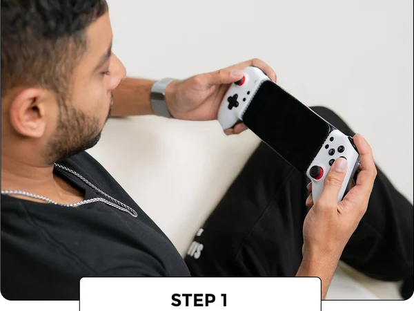 Step 1 — Snap your phone into the Headshot Pro controller